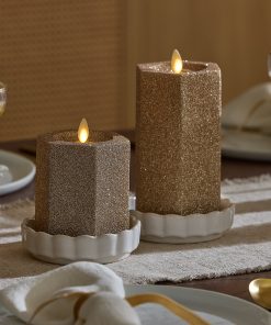 Champagne Glow Hexagon Flameless Candle Pillar