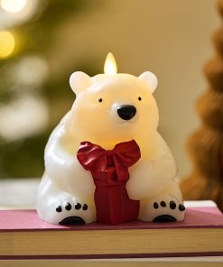 Star White Flameless Candle Polar Bear