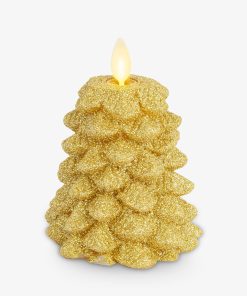 Rich Gold Glitter Flameless Candle North Tree