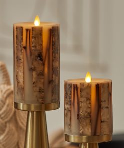 Ivory Embedded Birch and Twigs Flameless Candle Pillar