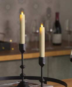 Ivory Flameless Candle Tapers - Flat Top - 6.75" Height - Set of 2