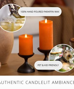 Chalky Burnt Orange Flameless Candle Pillar