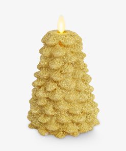 Rich Gold Glitter Flameless Candle North Tree