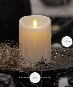 White Wax Drip Flameless Candle Pillar