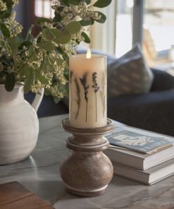 Flameless Embedded Lavender & Rosemary Candle Pillar - Recessed Top