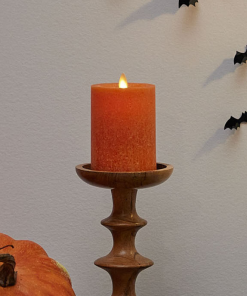 Harvest Pumpkin Seaglass Flameless Candle Pillar