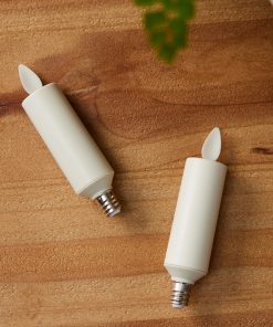 Set of 2 Pearl Ivory Flameless Candle E12 Taper Bulbs