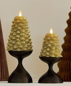 Rich Gold Glitter Flameless Candle North Tree