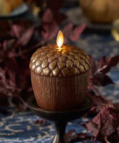 Metallic Cappuccino Flameless Candle Acorn