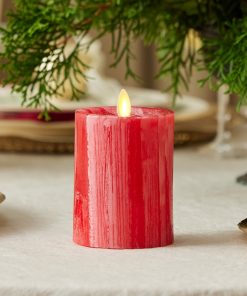 Holiday Red Selenite Flameless Candle Pillar