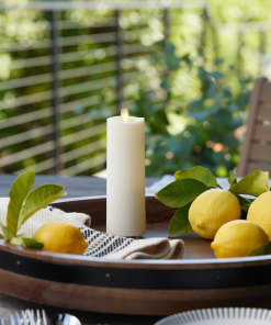 Pearl Ivory Outdoor Flameless Candle Slim Pillar - Melted Top - 2