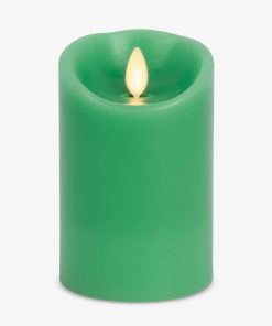 Vibrant Green Flameless Candle Pillar - Scallop Top - 3