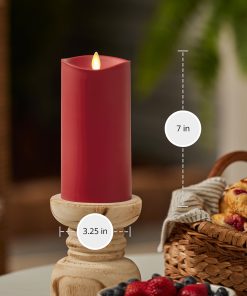 Cherry Red Outdoor Flameless Candle Pillar