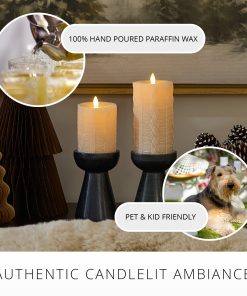 White Swan Sweater Knit Flameless Candle Pillar