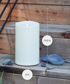 Pearl Ivory Outdoor Flameless Candle Grand Pillar with Remote - Melted Top