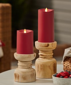 Cherry Red Outdoor Flameless Candle Pillar