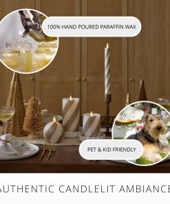 Champagne Glow Candy Cane Glitter Flameless Candle Taper