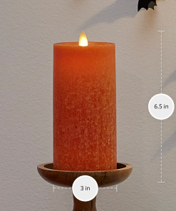 Harvest Pumpkin Seaglass Flameless Candle Pillar