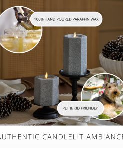 Brilliant Silver Hexagon Flameless Candle Pillar