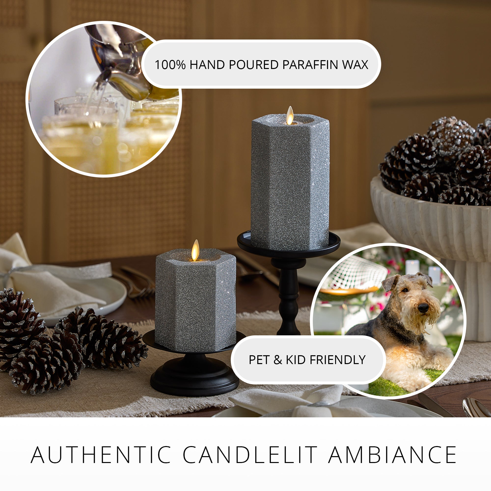 sm-image-651e7470f62133a8a0429cc4 Brilliant Silver Hexagon Flameless Candle Pillar