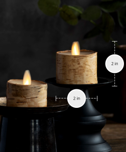 Real Birch Flameless Candle Tealights - Recessed Top - Set of 2