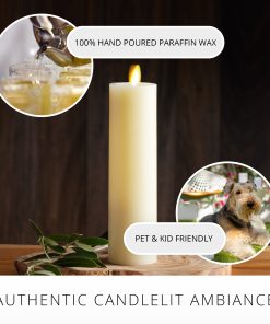 Ivory Flameless Candle Slim Pillar - Recessed Top - 2