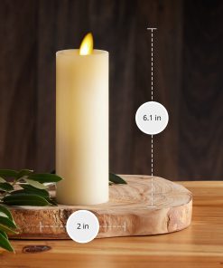 Ivory Flameless Candle Slim Pillar - Recessed Top - 2
