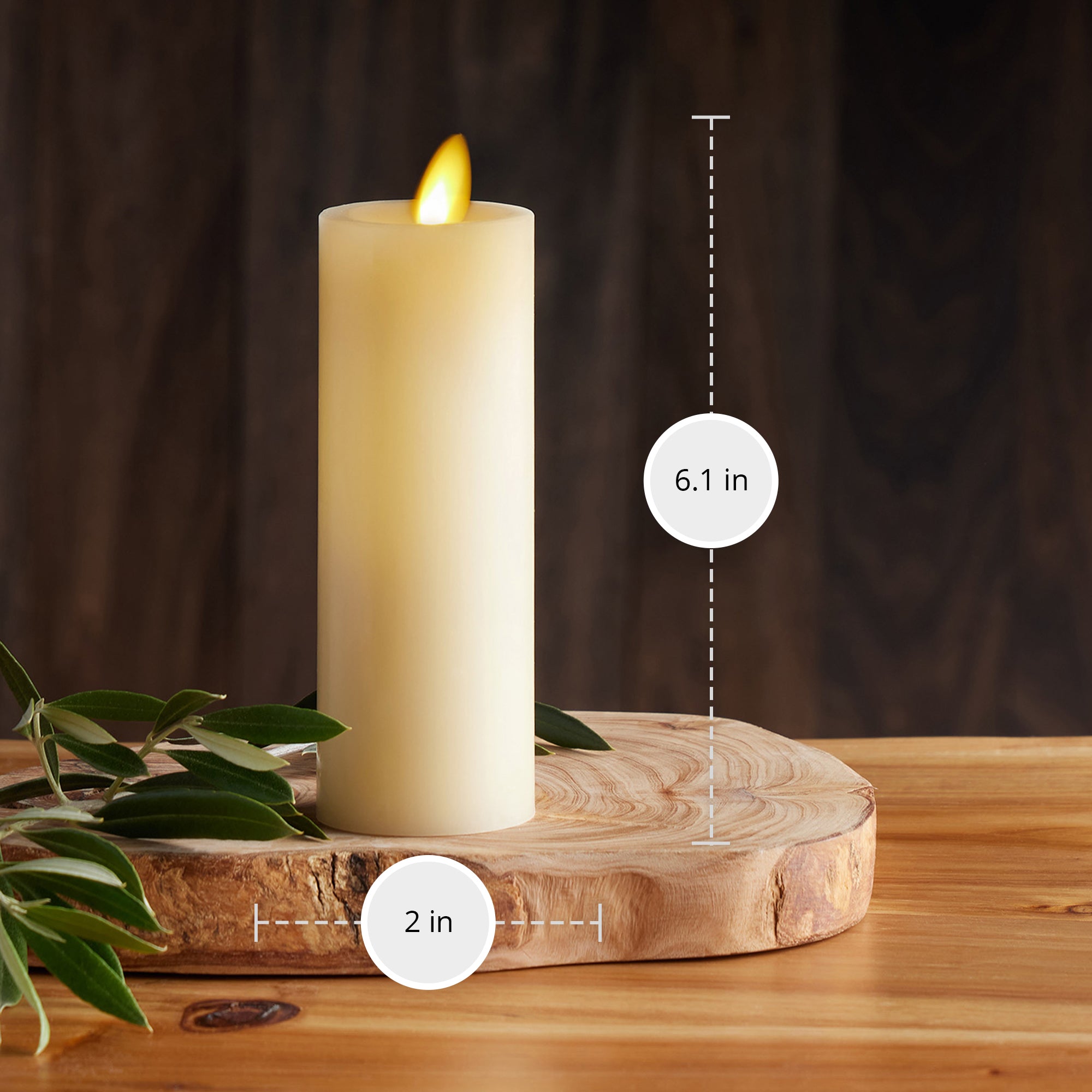 sm-image-658043dbe649b89dbc7e5516 Ivory Flameless Candle Slim Pillar - Recessed Top - 2" Width