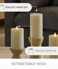 Pearl Ivory Rechargeable Wick To Flame Flameless Candle Pillar