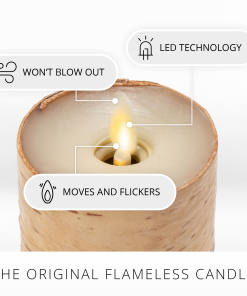 Real Birch Flameless Candle Tealights - Recessed Top - Set of 2