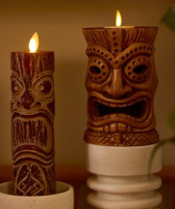Cherry Mahogany Chalky Slim Tiki Flameless Candle Pillar
