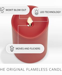 Cherry Red Outdoor Flameless Candle Pillar