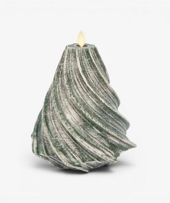 Holiday Green Glitter Swirl Flameless Candle Tree