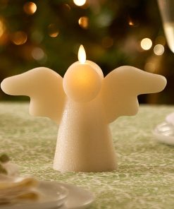 White Swan Glitter Angel Flameless Candle