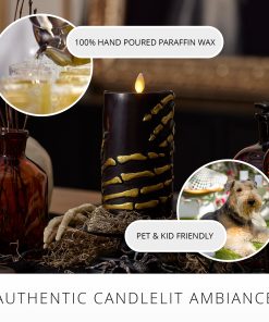 Black and Gold Skeleton Hands Flameless Candle Pillar