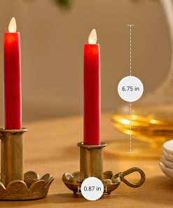 True Red Flameless Candle Tapers - Flat Top - 6.75
