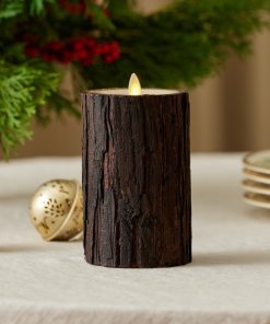 Real Bark Wood Flameless Candle Pillar