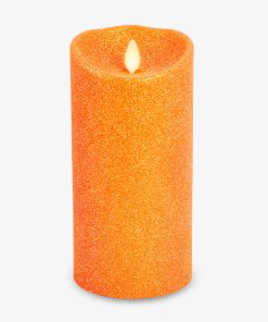 Russet Orange Glitter Flameless Candle Pillar