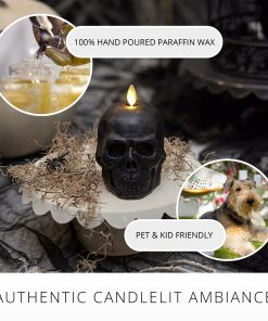 Black Small Flameless Candle Skull