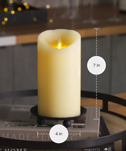 Ivory Flameless Candle Pillar -Scallop Top - 4
