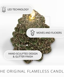 Green Glitter Holiday Tree Flameless Candle