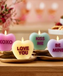 Gentle Lavender Flameless Candle Candy Heart "BE MINE"