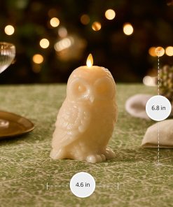 White Swan Glitter Snowy Owl Flameless Candle