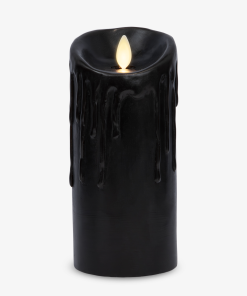 Black Wax Drip Flameless Candle Pillar