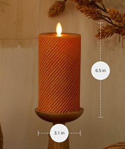 Glitter Marmalade Ribbed Flameless Candle Pillar