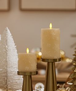 White Swan Embossed Snowflake Flameless Candle Pillar