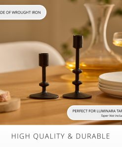 Black Wrought Iron Modern Taper Holders