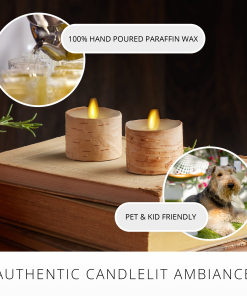 Real Birch Flameless Candle Tealights - Recessed Top - Set of 2