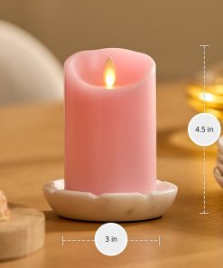 Saga Rose Flameless Candle Pillar - Scallop Top - 3