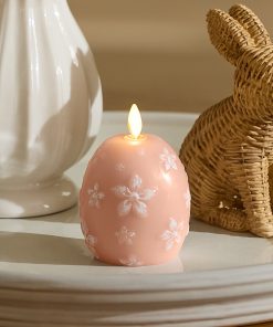 Dusky Rose Flameless Candle Floral Egg